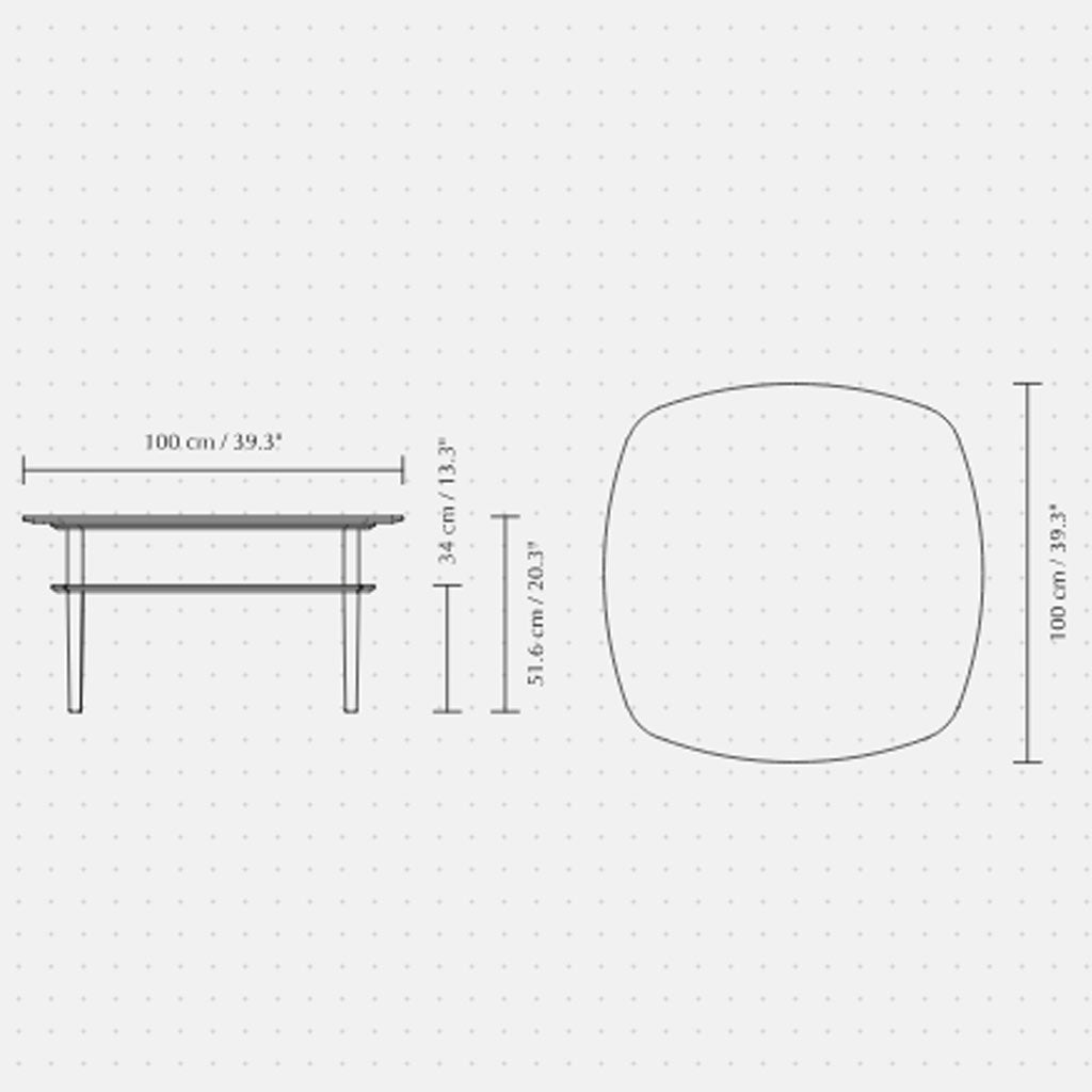 Together Smooth square sofabord - Oak - Umage