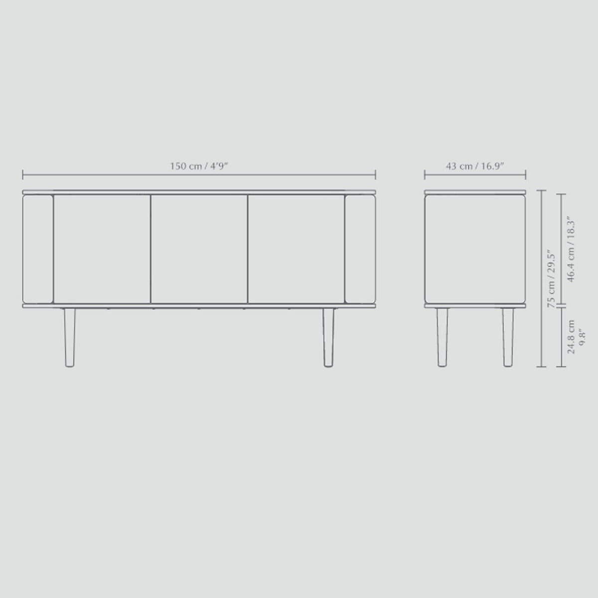 Treasures 3-Dørs Skab - Dark Oak / Sterling - 150x75x43 - Umage