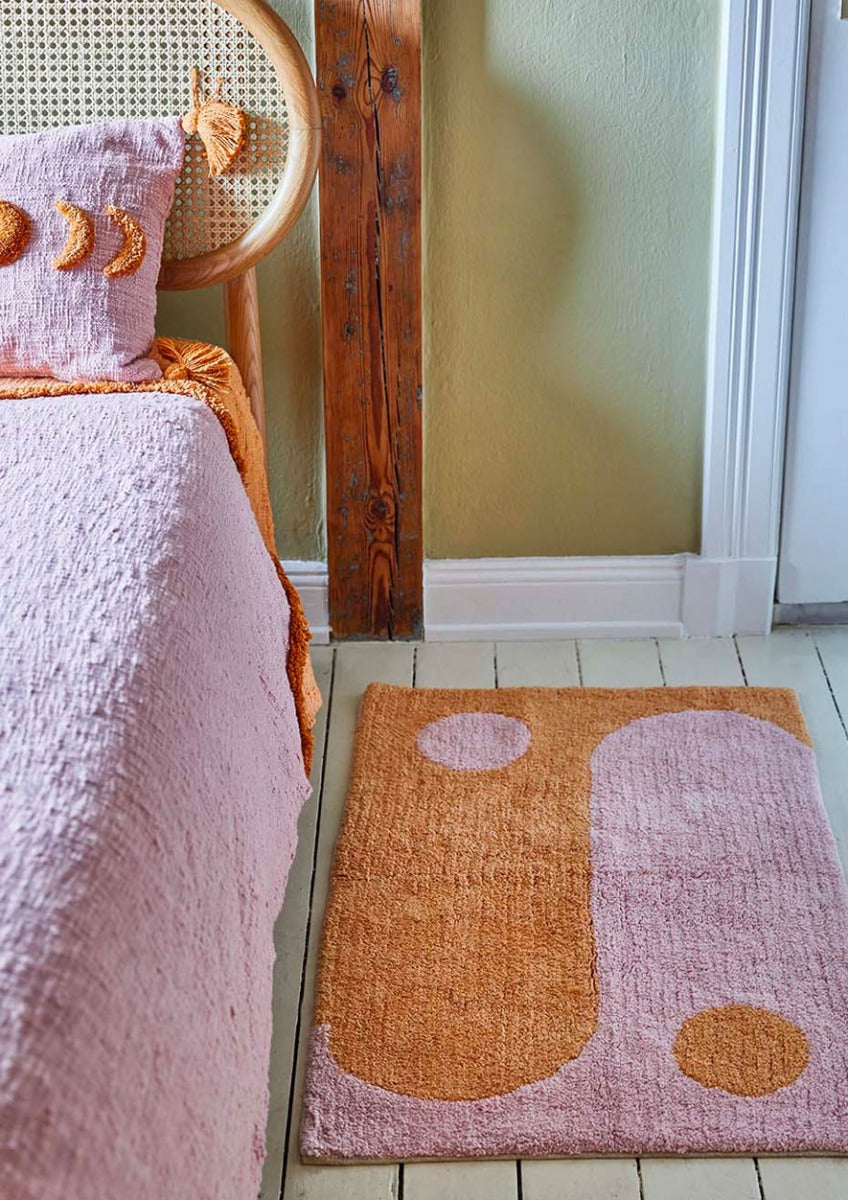 Yinyang Cotton Bademåtte - Orange/pink, Oekotex - 60x90 - Liv Interior